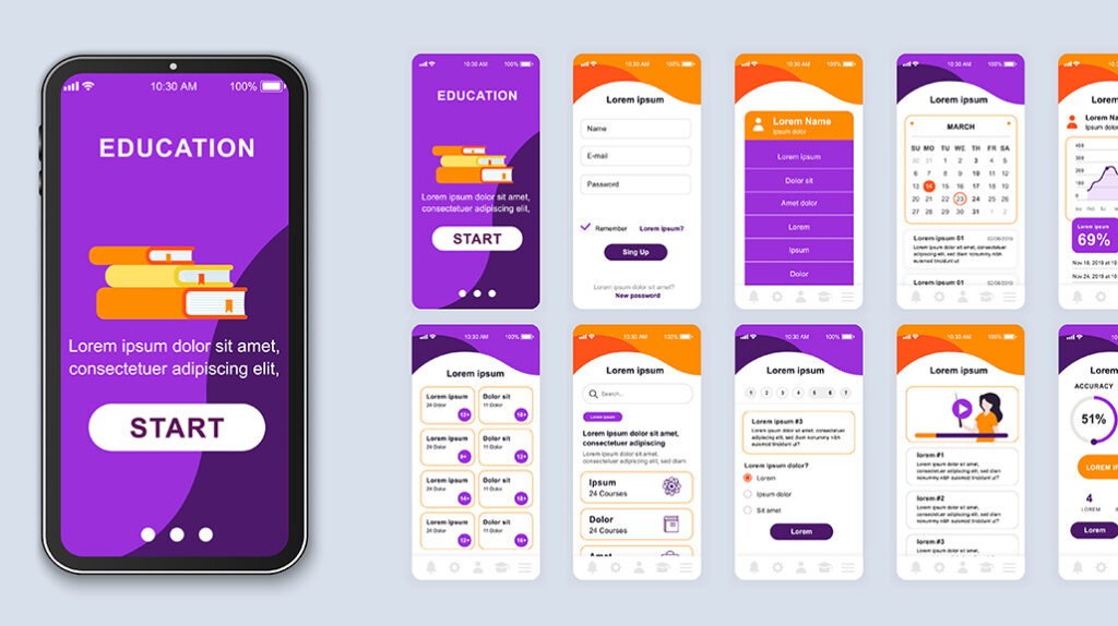 Mobile app development screenshots
