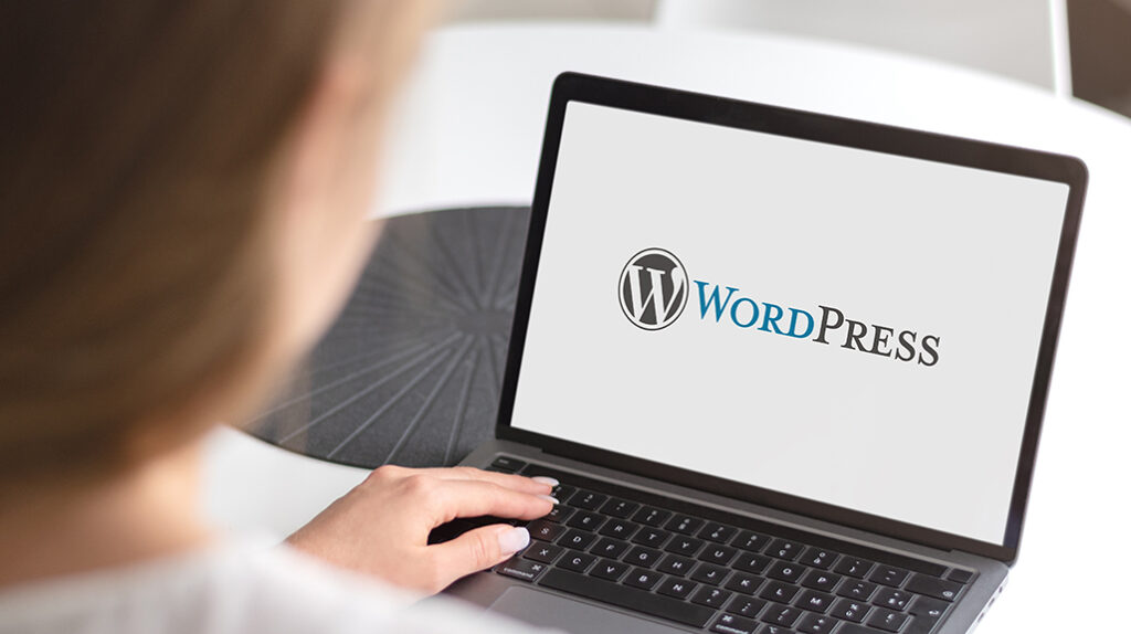 Wordpress logo on a computer